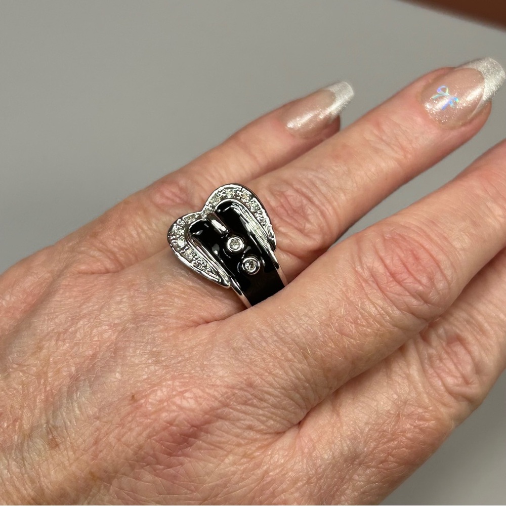 Camille Lucie Black & Silver Buckle Ring